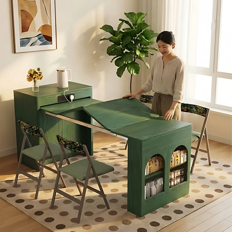 Îlot de cuisine rétro nordique avec table à manger extensible
