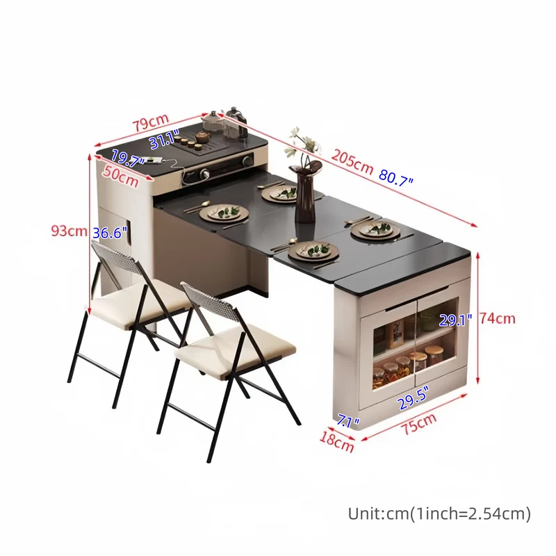 Îlot de cuisine avec table extensible