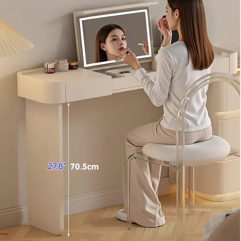 Coiffeuse moderne ultra-mince avec 6 tiroirs et éclairage LED
