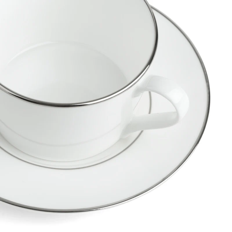 Fenton Bone China Tea Cup and Saucer, Platinum