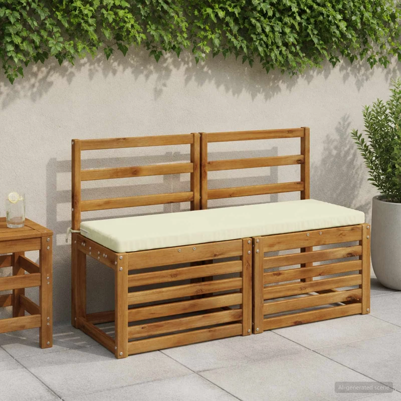 Bench Cushions SOEST 2 pcs 100% Polyester Cream 120 x 40 x 5 cm
