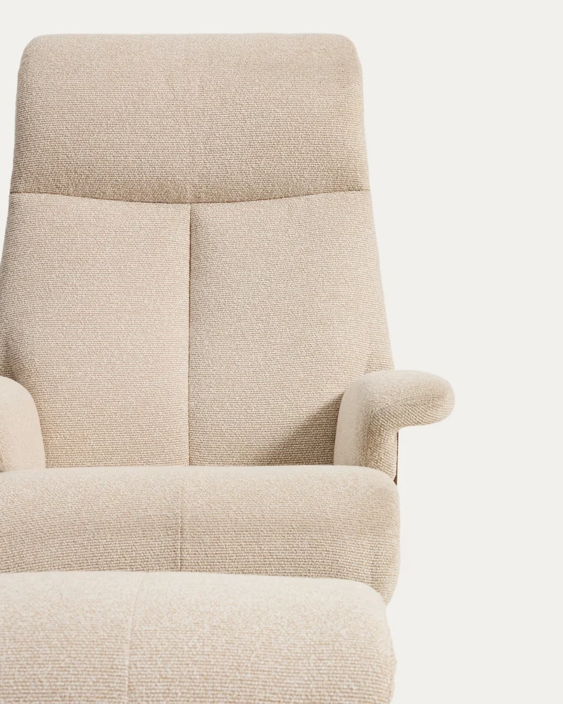 Toriel beige reclining swivel armchair with footrest and aluminium legs