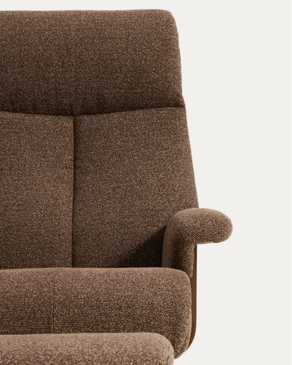 Toriel brown micro reclining swivel armchair with footrest and black legs