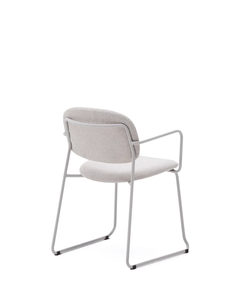 Meli chair in beige chenille with beige metal structure