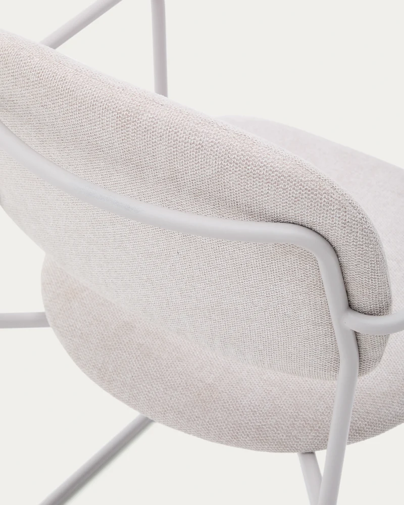 Meli chair in beige chenille with beige metal structure