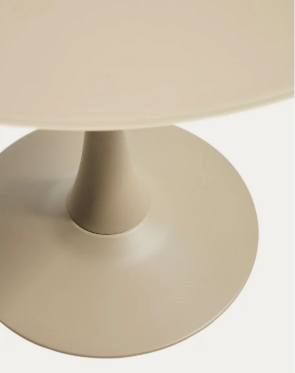 Round Vedira table in glass and taupe steel