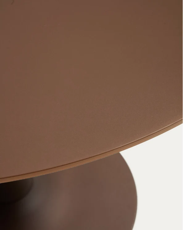 Round Vedira table in glass and brown steel