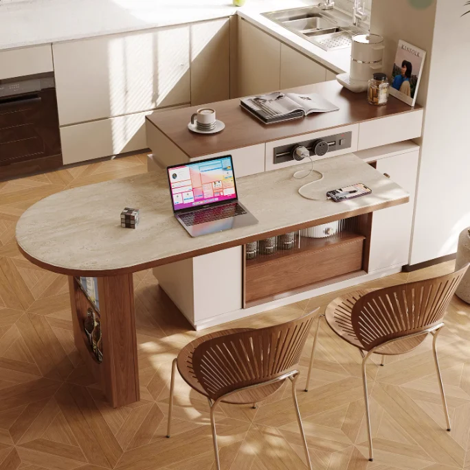 Îlot de cuisine avec table pivotante à 180°