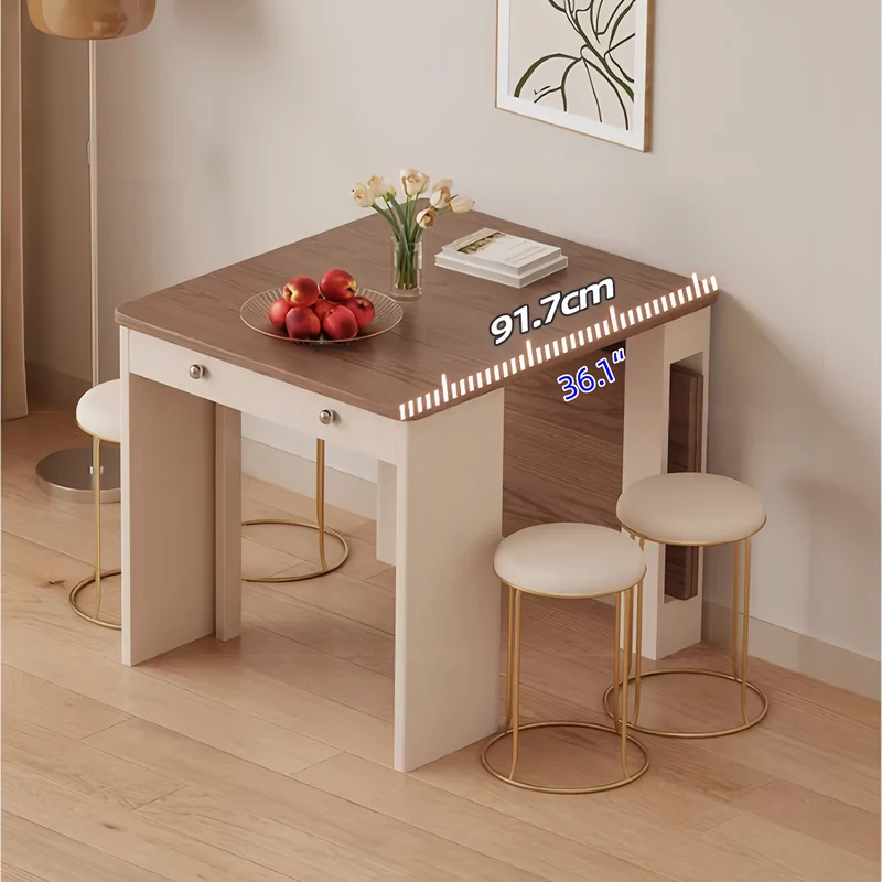 Ensemble table à manger extensible, buffet à roulettes et chaises