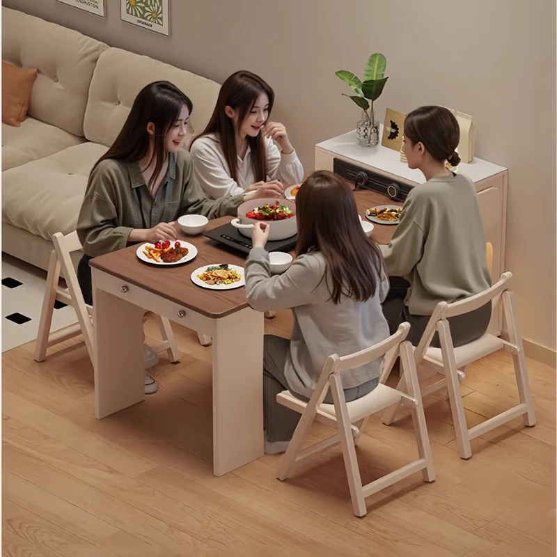 Ensemble table à manger extensible, buffet à roulettes et chaises