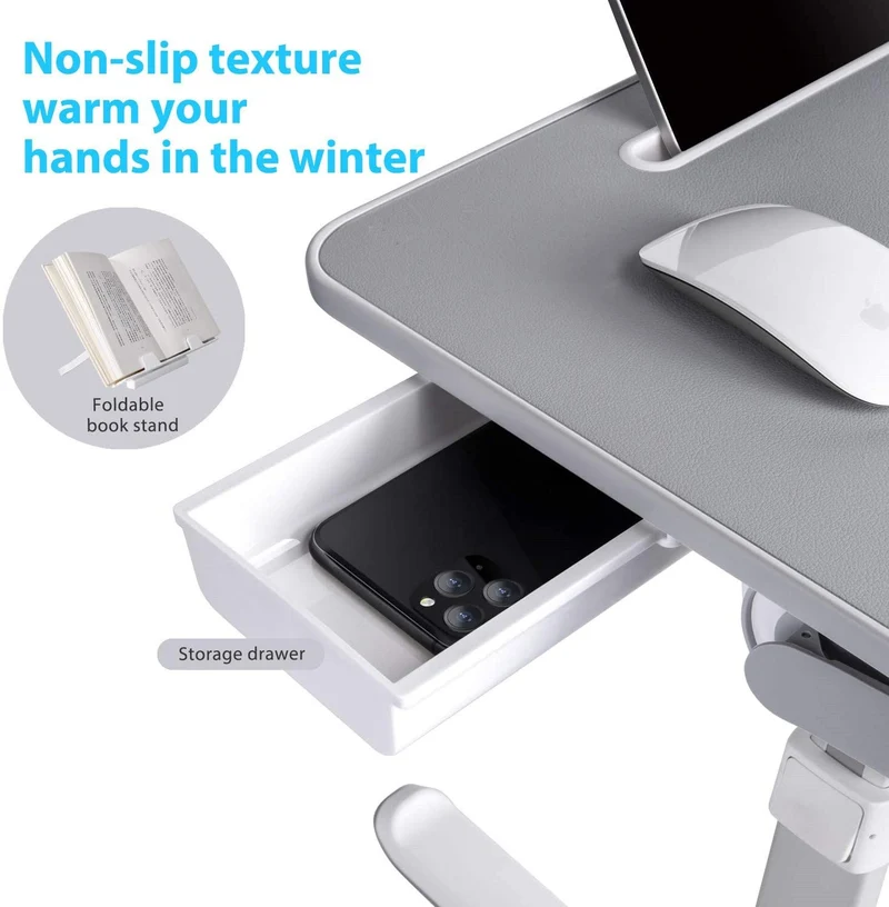 Support pour ordinateur portable pliable et réglable X-Large avec tiroir de rangement