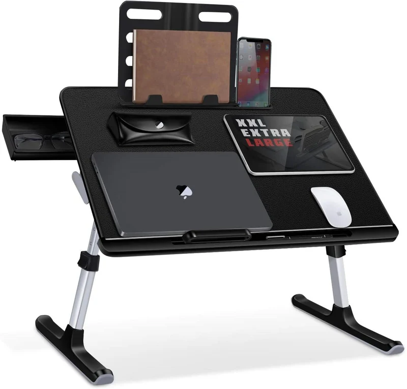 Support pour ordinateur portable pliable et réglable X-Large avec tiroir de rangement
