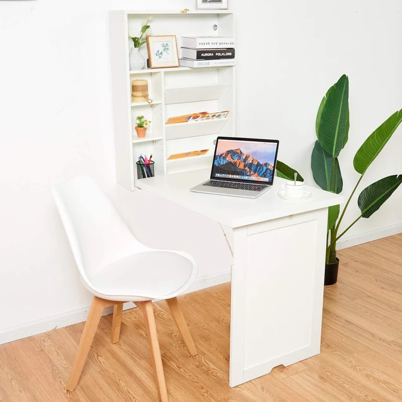 Bureau d'ordinateur multifonction mural pliable