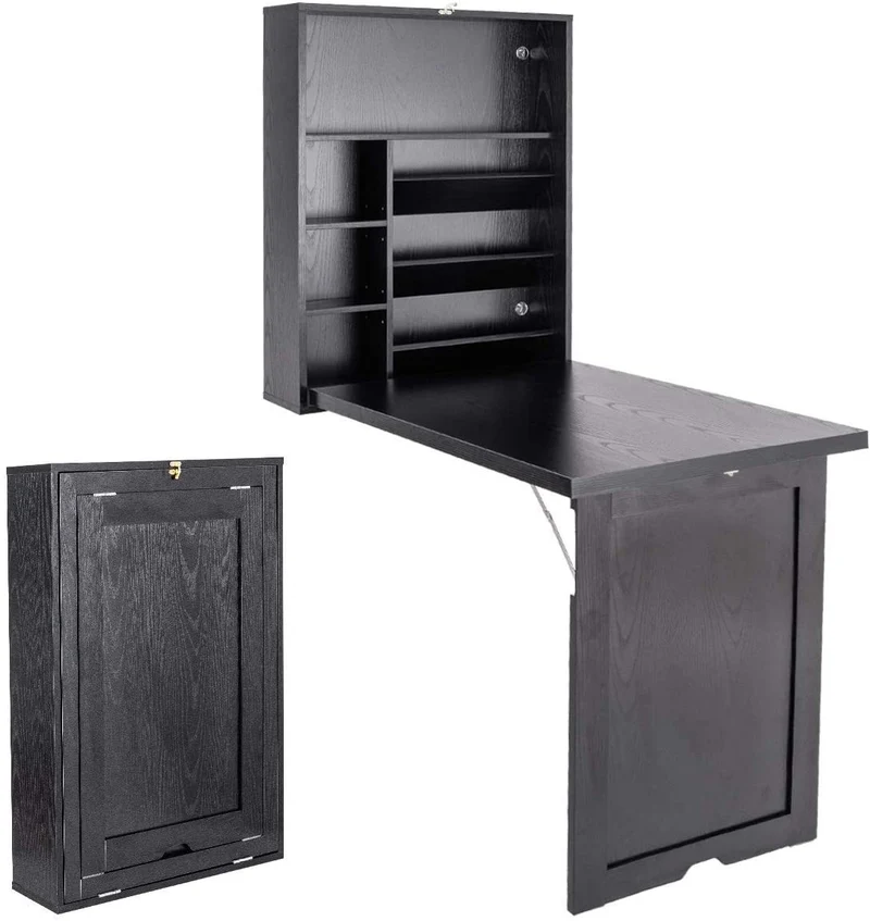 Bureau d'ordinateur multifonction mural pliable