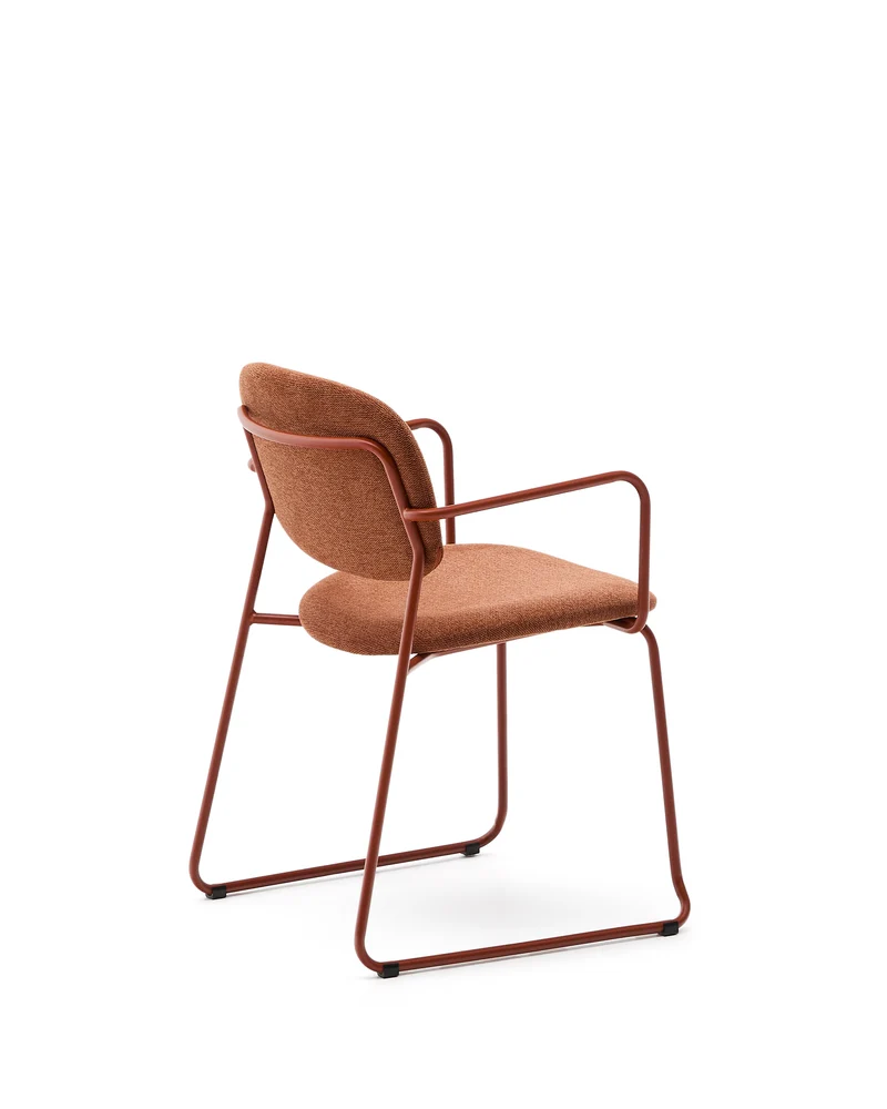 Meli chair in terracotta chenille with terracotta metal frame