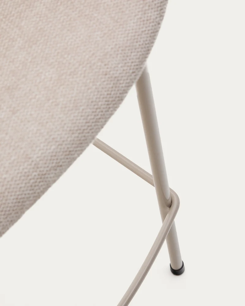 Yvette stool in beige chenille and steel legs in a beige finish 65 cm