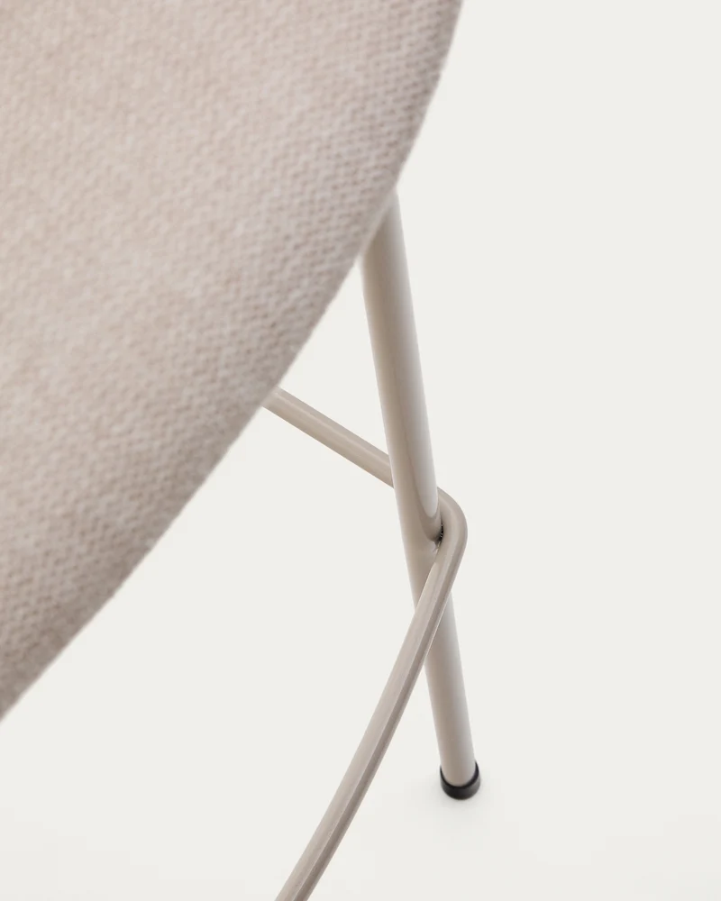 Yvette stool in beige chenille and steel legs in a beige finish 75 cm