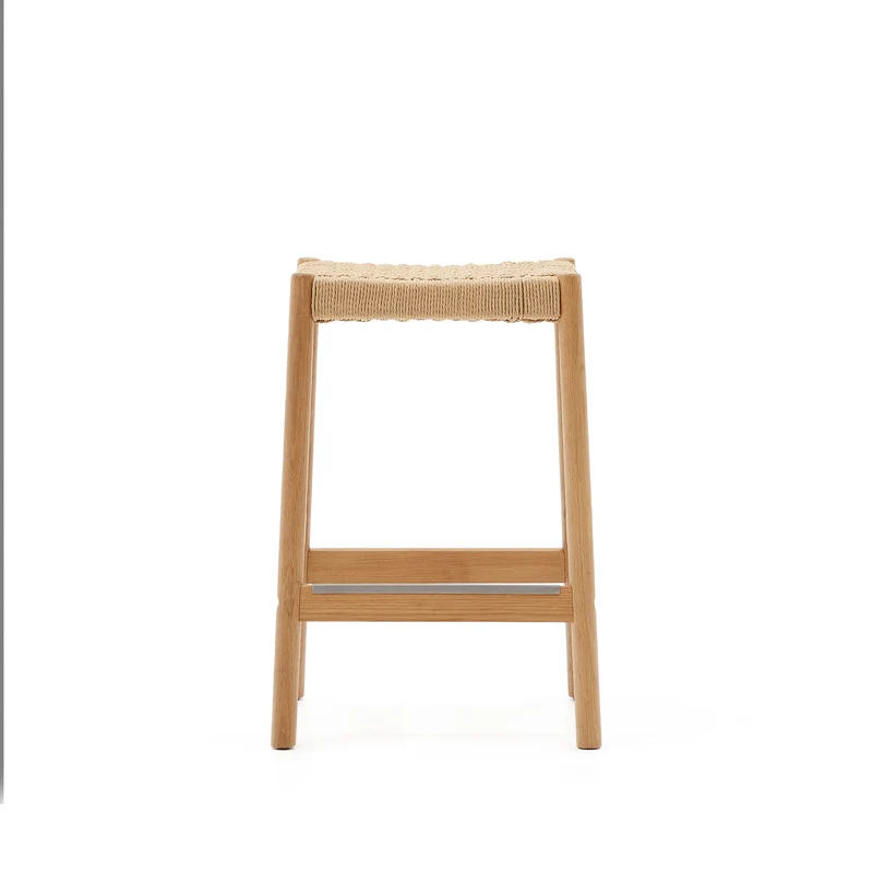 Yalia stool in solid oak wood in a natural finish and rope cord 65 cm
