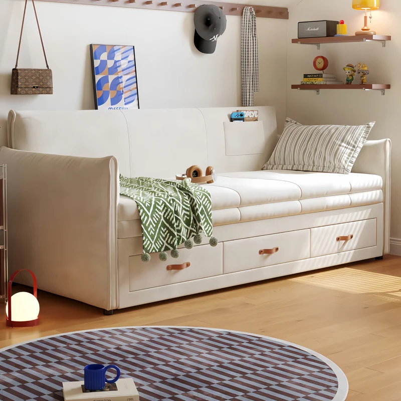 Canapé-lit moderne rembourré avec tiroirs de rangement intégrés