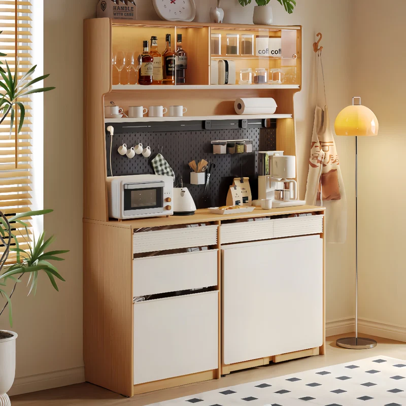Buffet avec table à manger à double abattant et 4 chaises pliantes