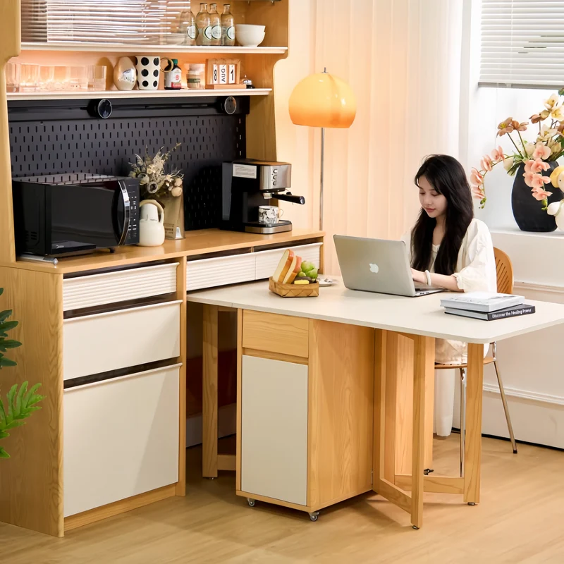 Buffet avec table à manger à double abattant et 4 chaises pliantes