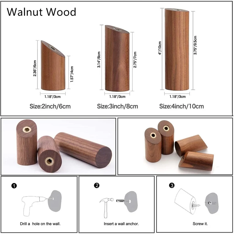 Crochets muraux en bois
