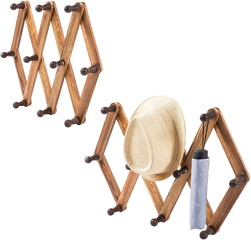 Cintre de porte-manteau accordéon en bois extensible