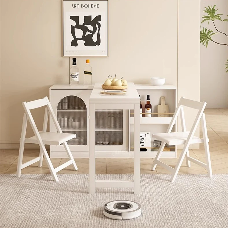 Table de salle à manger multifonction pliante et extensible avec armoire de rangement cachée