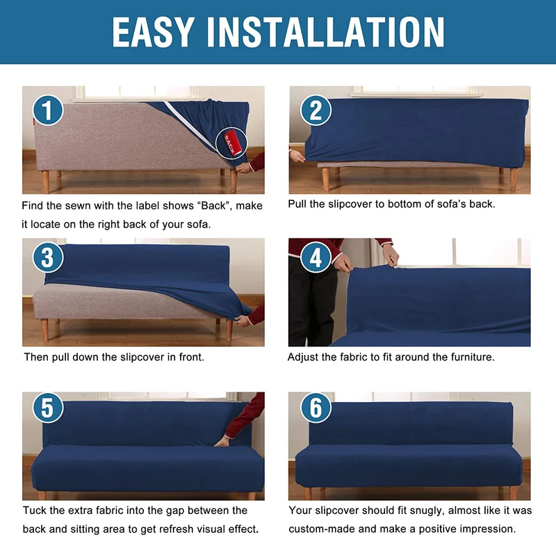 Housses extensibles pour canapé futon sans accoudoirs