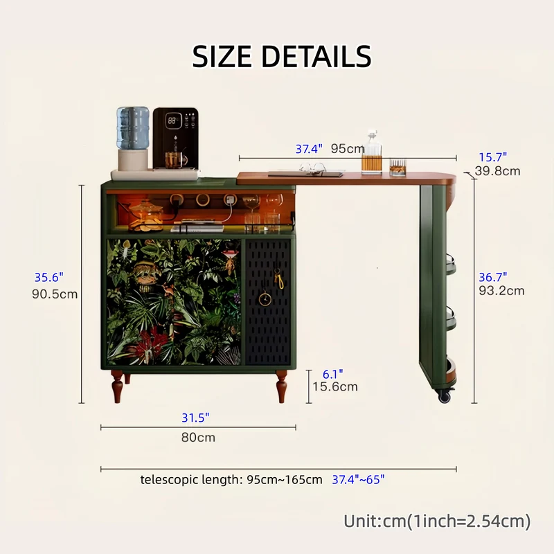 Table de bar pivotante de style nordique rétro avec meuble de rangement double face