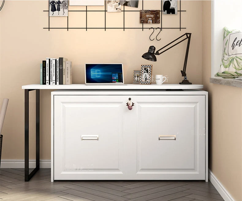 Bureau d'ordinateur d'angle télescopique et rotatif avec lit pliant