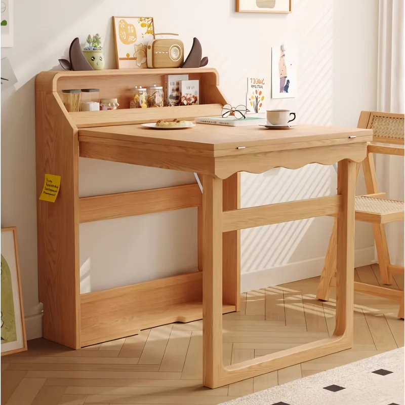 Table à manger multifonctionnelle pliante en bois massif pour petits appartements