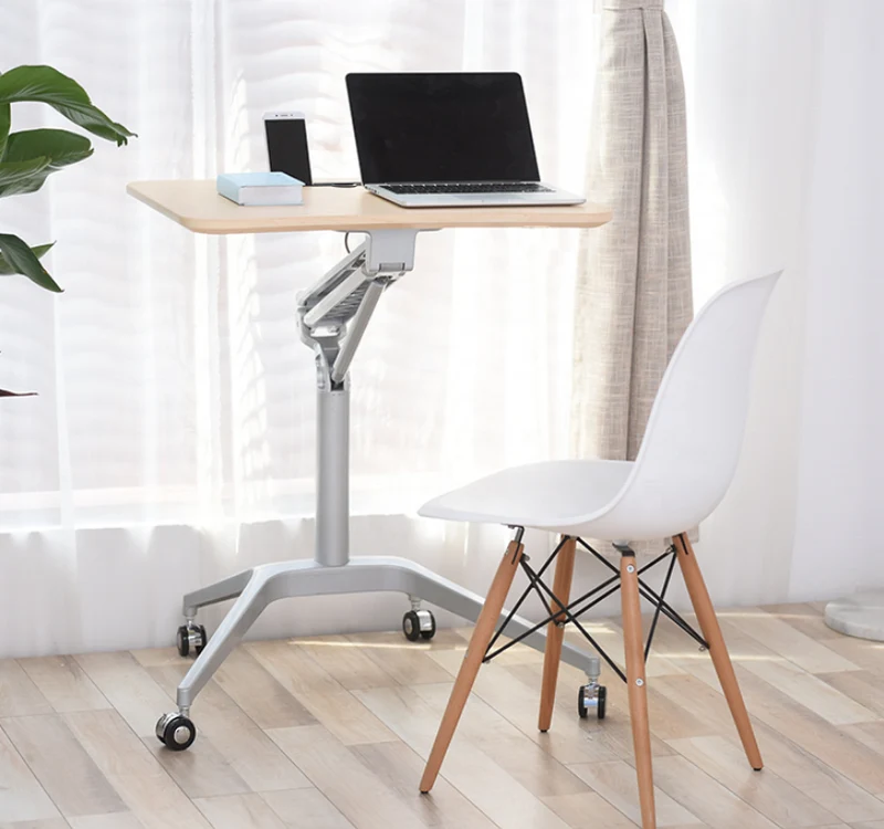 Poste de travail pneumatique à une jambe assis-debout à hauteur de bureau réglable