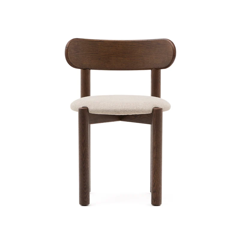 Nebai chair in brown chenille with a solid oak wood structure and walnut finish FSC MIX Credit