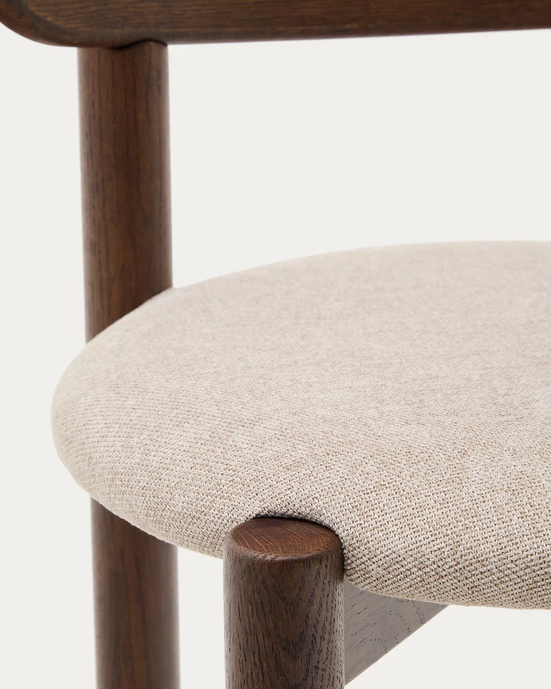 Nebai chair in brown chenille with a solid oak wood structure and walnut finish FSC MIX Credit
