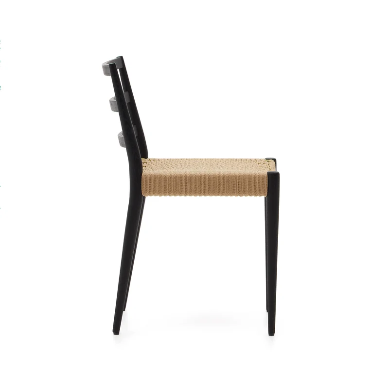 Analy chair in solid oak with black finish and rope seat