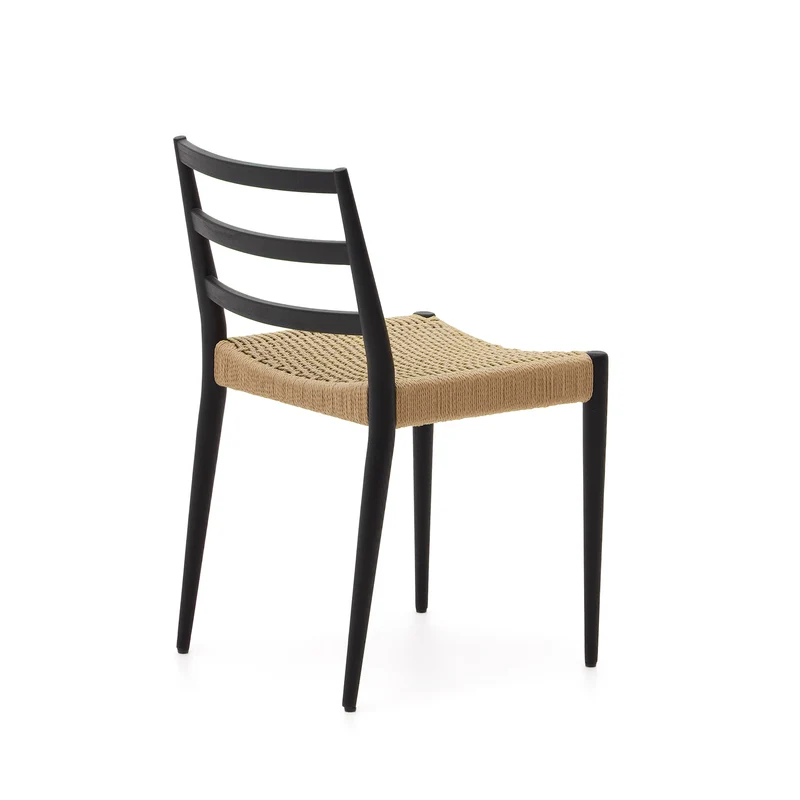 Analy chair in solid oak with black finish and rope seat
