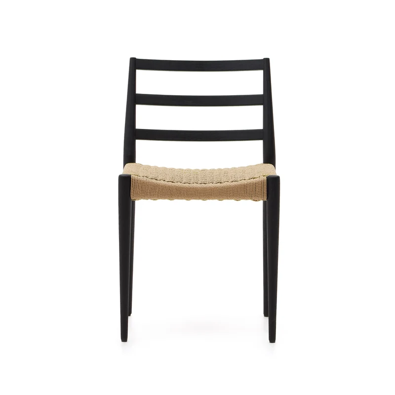 Analy chair in solid oak with black finish and rope seat
