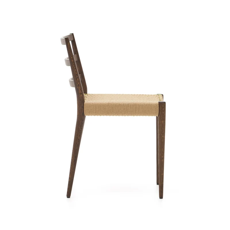 Analy chair in solid oak with walnut finish and rope seat