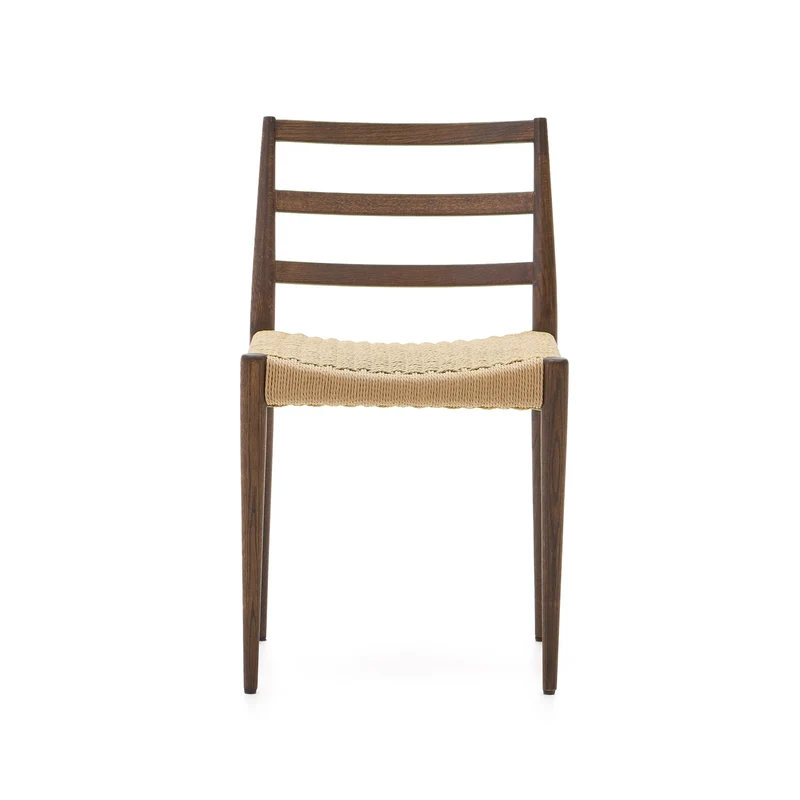 Analy chair in solid oak with walnut finish and rope seat
