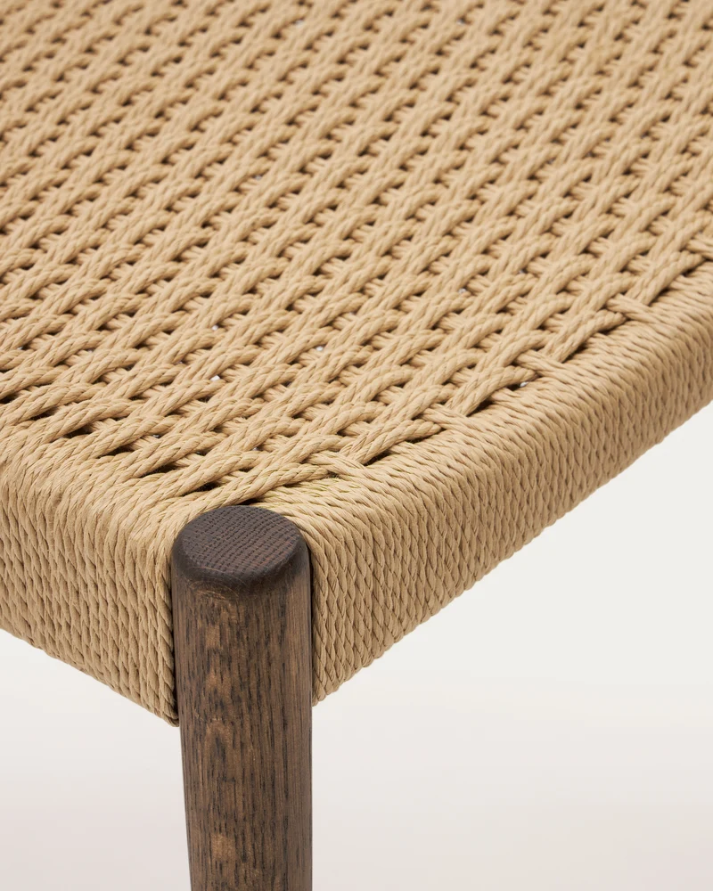 Analy chair in solid oak with walnut finish and rope seat