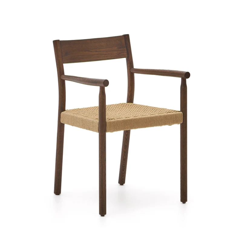 Yalia chair in solid oak with walnut finish and rope seat FSC 100%