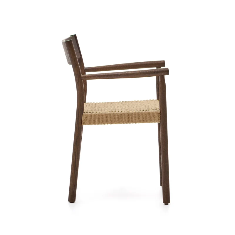 Yalia chair in solid oak with walnut finish and rope seat FSC 100%
