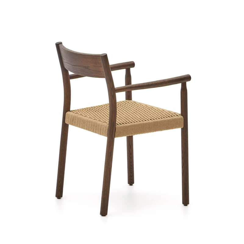 Yalia chair in solid oak with walnut finish and rope seat FSC 100%