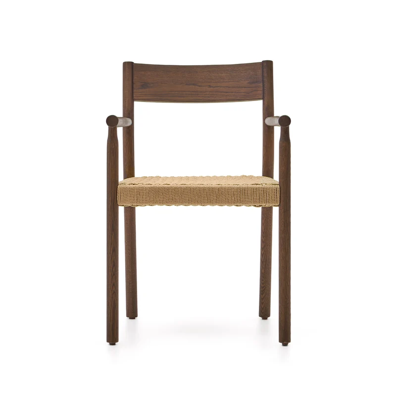 Yalia chair in solid oak with walnut finish and rope seat FSC 100%