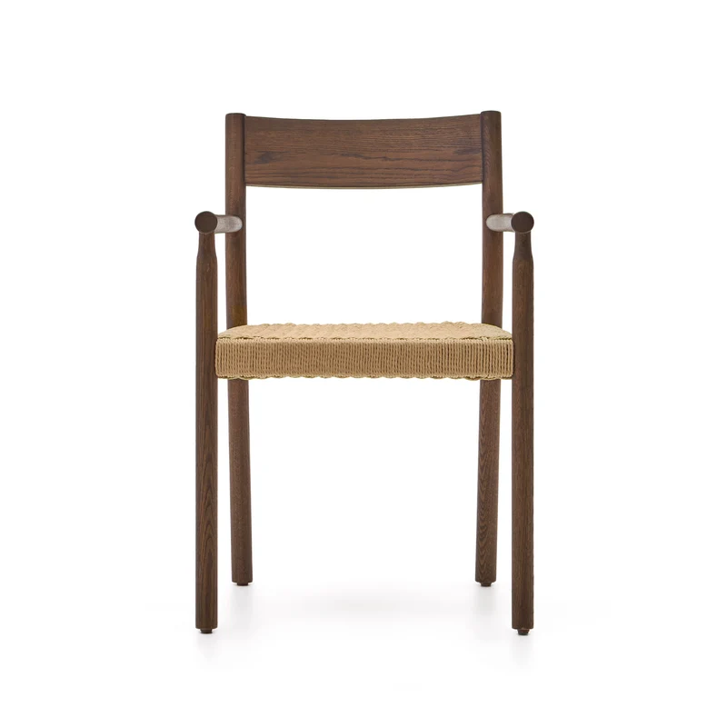 Yalia chair in solid oak with walnut finish and rope seat FSC 100%