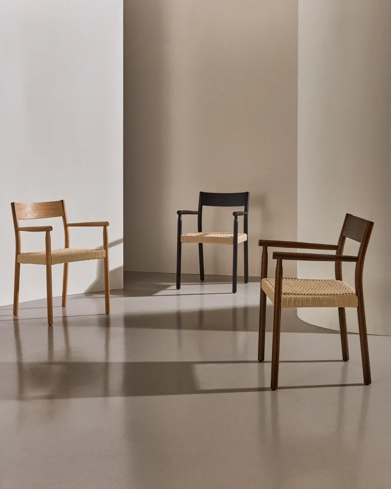 Yalia chair in solid oak with natural finish and rope seat FSC 100%
