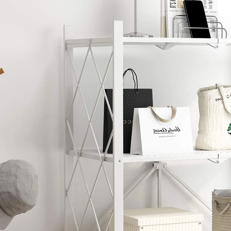 Étagères de rangement pliantes en métal sans assemblage avec roues pour garage, chambre, cuisine et garde-manger