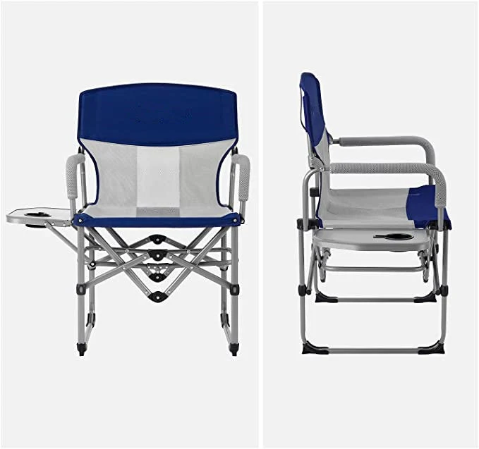 Chaise pliante en maille de camping compacte robuste avec table d'appoint et poignée