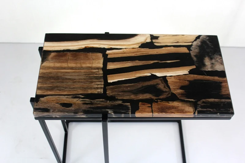 Side Table - Petrified Wood and Resin